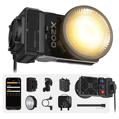 ZHIYUN Molus X200 200W Portable Bi-Color / RGB COB LED Video Light
