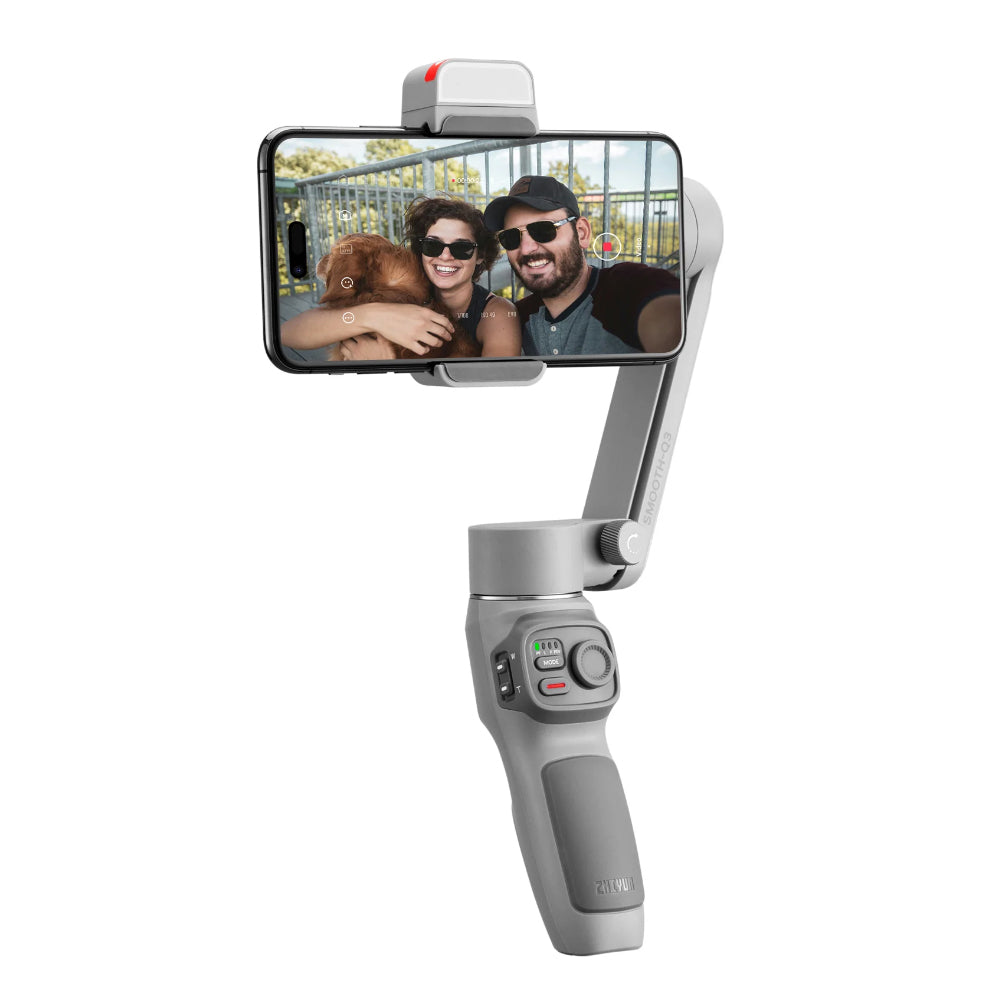 Zhiyun Smooth Q3 Smartphone 3-Axis Handheld Gimbal Stabilizer with 180° Adjustable Fill Light, Multifunctional Control Wheel, Tripod, Landscape & Portrait Mode for iPhone & Android Phone