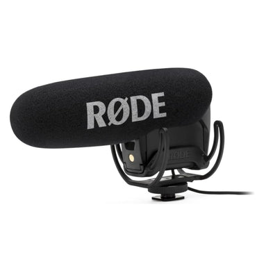 RODE VideoMic Pro Supercardioid Condenser Shotgun Boom Microphone with 3.5mm TRS Output, On-Board Controls, 3-Stage Gain Control and Rycote Lyre Suspension for Cameras and Portable Recorders