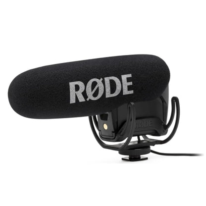 RODE VideoMic Pro Supercardioid Condenser Shotgun Boom Microphone with 3.5mm TRS Output, On-Board Controls, 3-Stage Gain Control and Rycote Lyre Suspension for Cameras and Portable Recorders