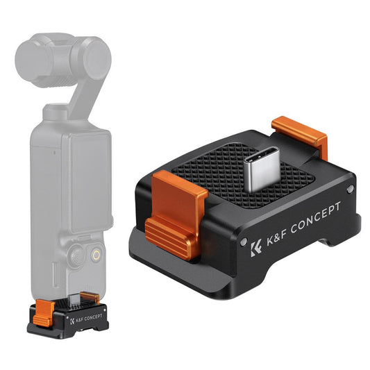 K&F Concept DJI OSMO POCKET 3 Type-C Charging Mount Adapter with Foldable GoPro Mount (2-Prong), Arca-Type Base, and 1/4"-20 Screw Hole for Tripods, Selfie Sticks, and Camera Accessories