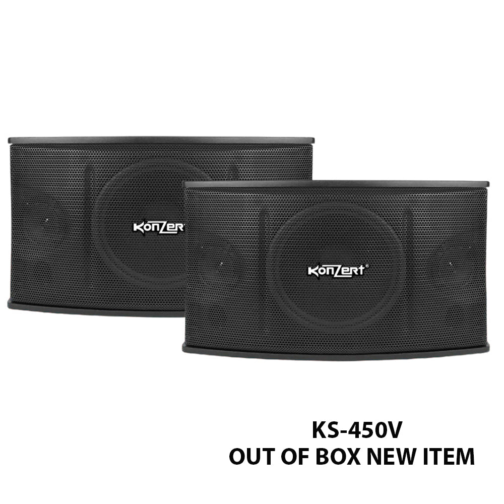 Konzert KS-450V 10" 450W 2-Way Bass Reflex 3 Passive Karaoke Speaker System (PAIR) for Live Concerts and Events