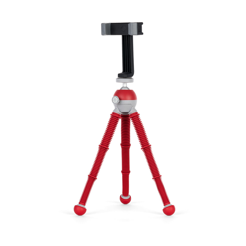 JOBY Podzilla Medium Tabletop Tripod with Griptight 360 Phone Mount Kit, Built-In Ball Head, 1/4"-20 Thread Mount, and 1kg Load Capacity for Vlogging, Recording, and Videography (Red) | 1758