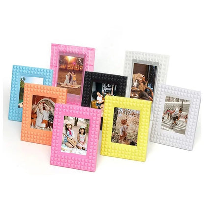 Pikxi Rivet Style Photo Frame for Instax Mini Film, 3 x 2 inch Pictures, Photo Cards, Table Tops, and Shelves Decorative Displays - Yellow
