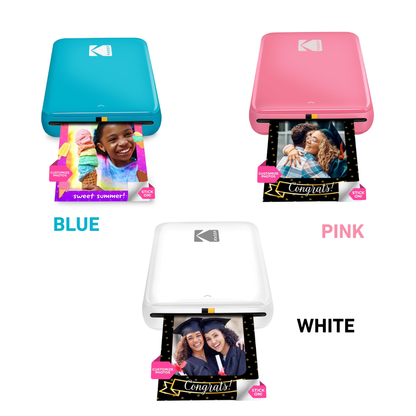 Kodak STEP Instant Mobile Photo Printer – Wireless Bluetooth Mini Inkless Printer for Smartphones | Blue | Pink | White