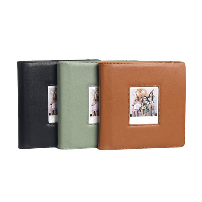 Pikxi 288 Pockets Large Capacity PU Leather Photo Album for FUJIFILM Instax Wide Instant Film Camera with Garter Strap Closure and Front Film Cover - Available in Green, Brown, Black Color Options