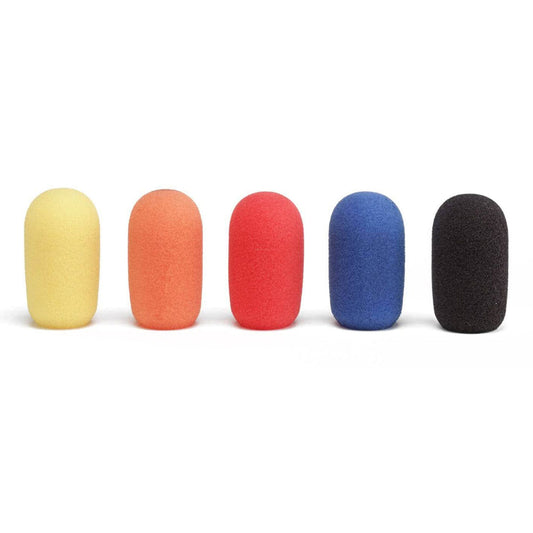 Samson ESAWS5E Set of 5 Foam Microphone Windscreens Sponge Covers for QE / QV Series, Widely Compatible with Headset Microphones, 5 Assorted Colors | Black Blue Orange Red Yellow