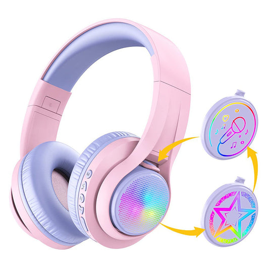 iClever Transnova Wireless / Wired 500mAh Over Ear Bluetooth 5.2 RGB Headphones with Built-In Microphone for Hands Free Calls, USB Type-C Charging Port, and 3.5mm Jack for Gaming, Streaming, Music | BTH16