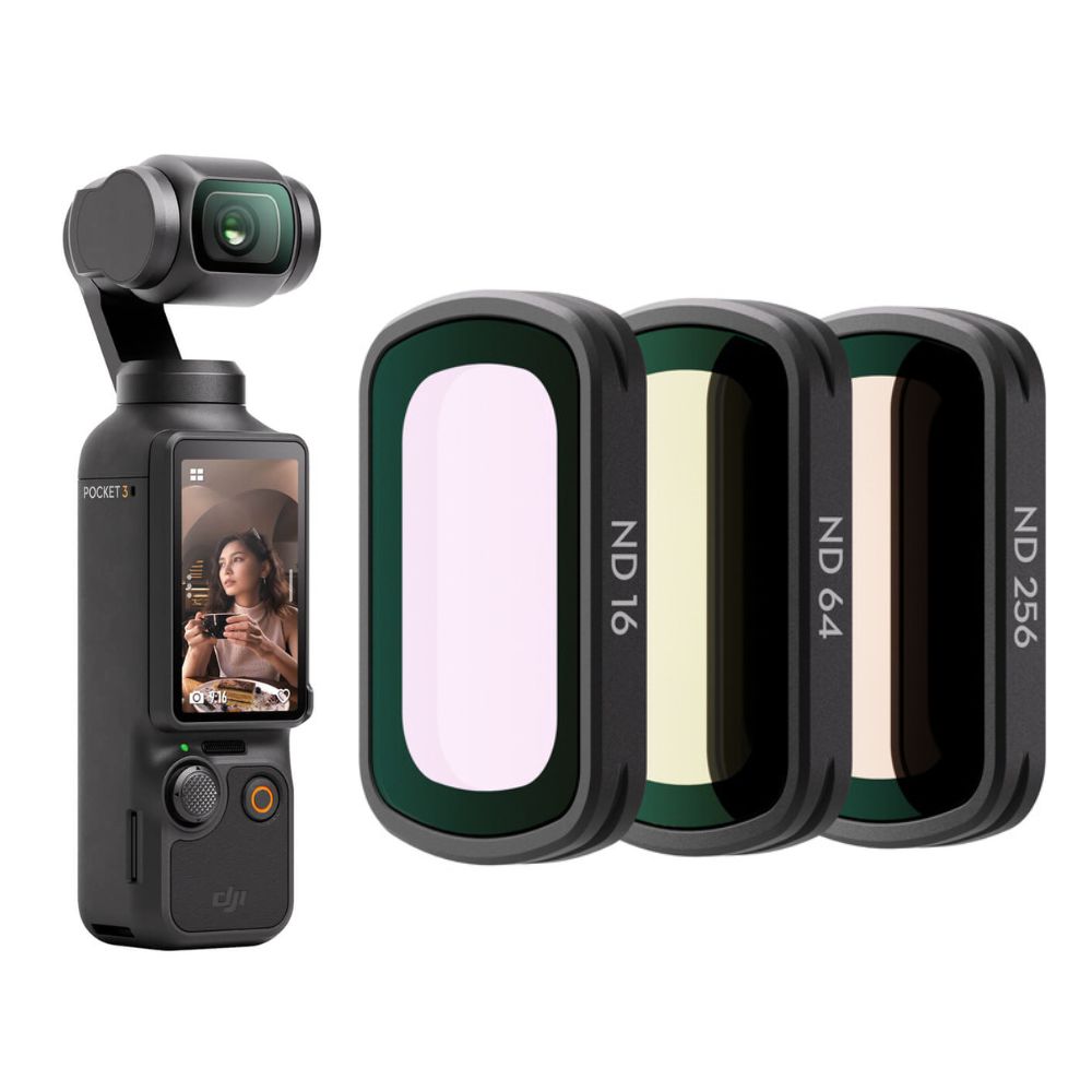 DJI Osmo Pocket 3 Magnetic ND Filter Set with ND16, ND64, ND256 Lens Filters, and Protective Carry Case