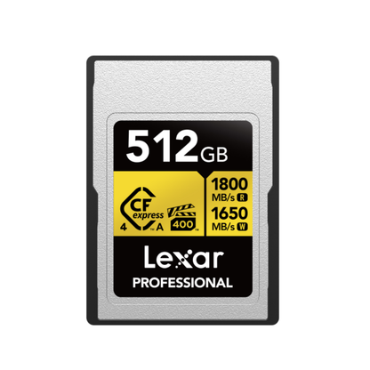 Lexar Professional GOLD CFexpress 4.0 Type A Memory Card, 1800MB/s Read, 1650MB/s Write, VPG400 | 512GB