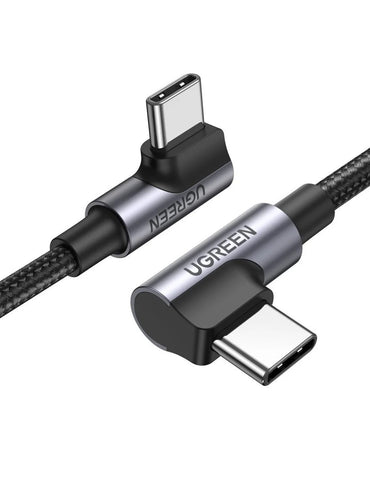 [CLEARANCE] UGREEN 100W 5A 1m Angled USB C Male to Male Nylon Braided Fast Charging Data Cable Charger with 480Mbps Transfer Rate for Laptop, Tablet, Phone, Camera, MacBook, iPad Pro, etc.