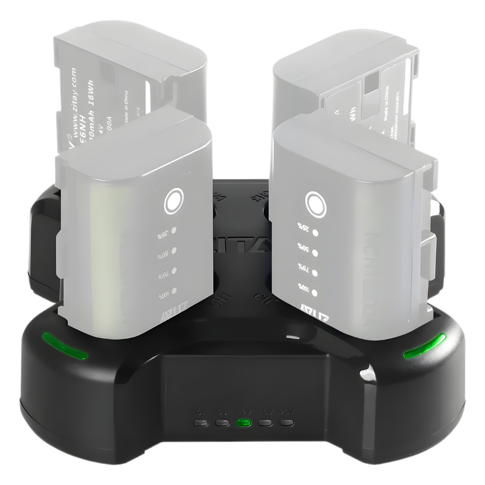 ZITAY LP-E6NH Fast 4-Channel Battery Charger for Canon LP-E6NH/LP-E6N/LP-E6 Batteries with LED