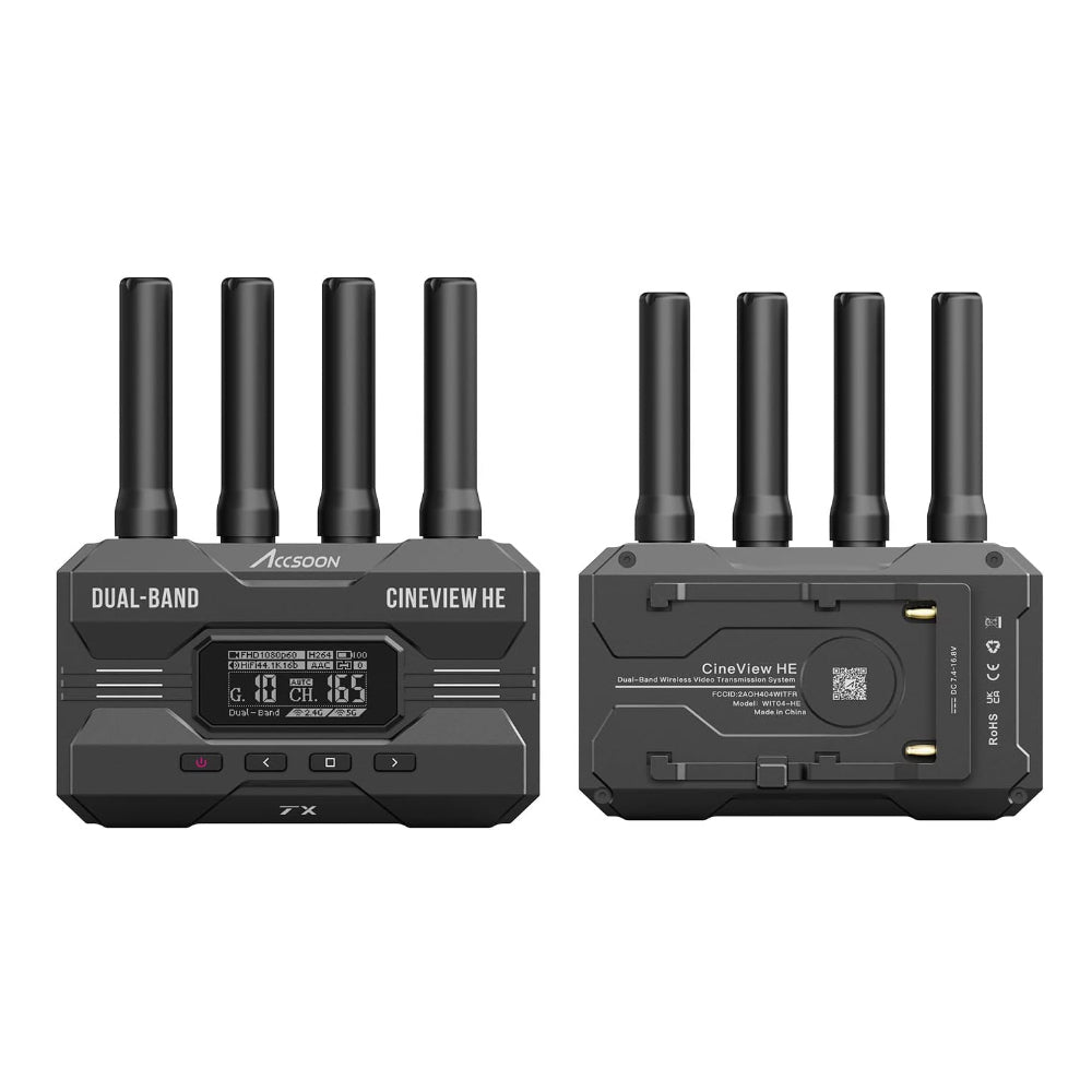 Accsoon CineView HE / SE Wireless Video Transmitter & Receiver Dual-Band Transmission System with 1200ft Range, HDMI, SDI, USB-C, NP-F Battery Mount for Live Streaming, Broadcasting, Podcast, Digital Camera, Drone, Phone, Tablet | WIT04