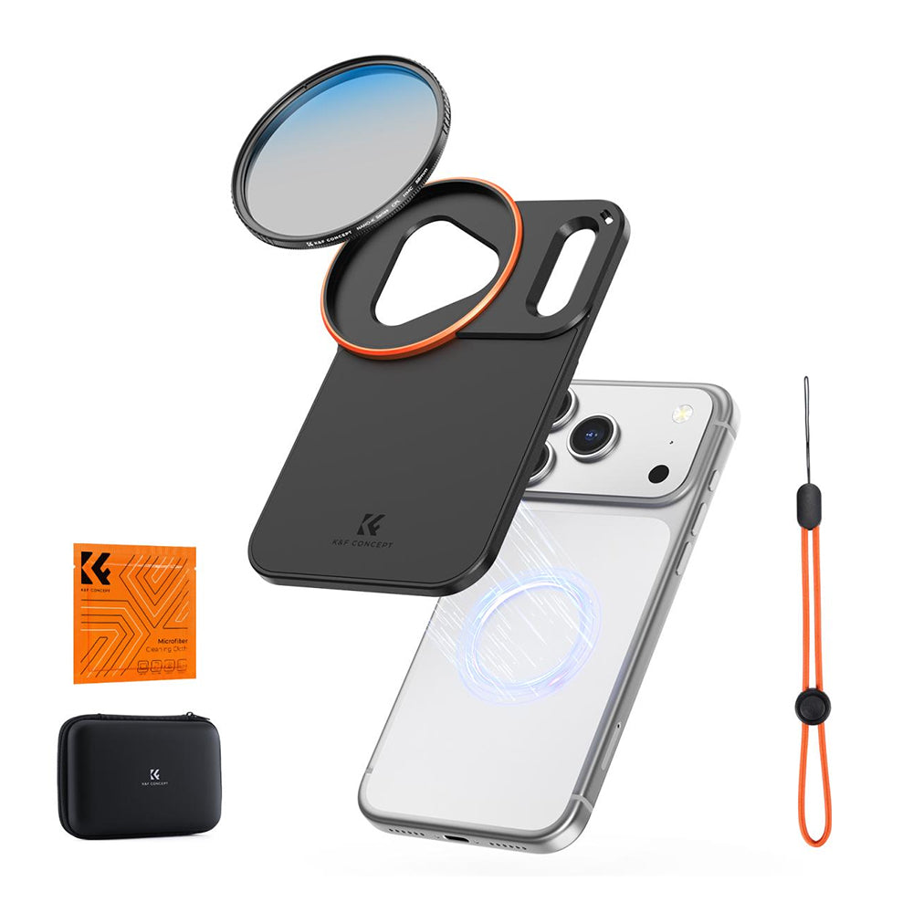 K&F Concept iP 17 Pro / Pro Max Double-Sided Magnetic Lens Filter Mount Adapter w/ 58mm ND 2-32 VN / CPL Filter