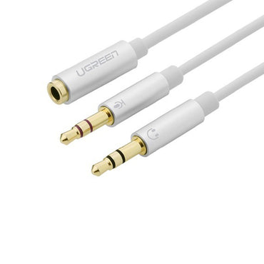 [CLEARANCE] UGREEN 3.5mm TRRS Female to Dual 3.5mm Male AUX Headphone Audio Cable Splitter Adapter with Earphone Headset and Microphone Plug for Phones, Computers, Laptop | 10790