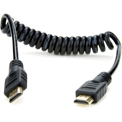 Atomos 30cm HDMI Coiled Cable w/ 4K60 HDR FHD240fps Support, Passive, Durable Connectors, Pro Video