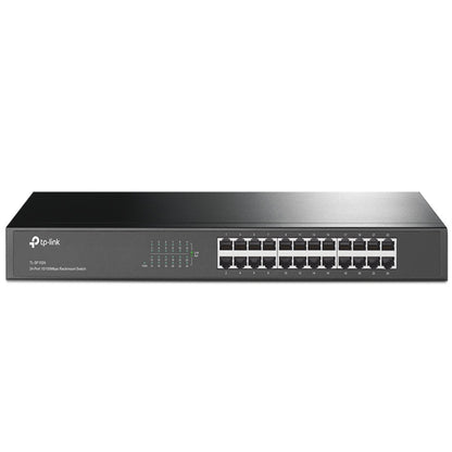 TP-Link 24 Port 10/100Mbps Desktop / Rackmount Switch Fanless Fast Ethernet RJ45 Network Switch Hub with Auto-Negotiation and Auto-MDI/MDIX | TL-SF1024D, TL-SF1024