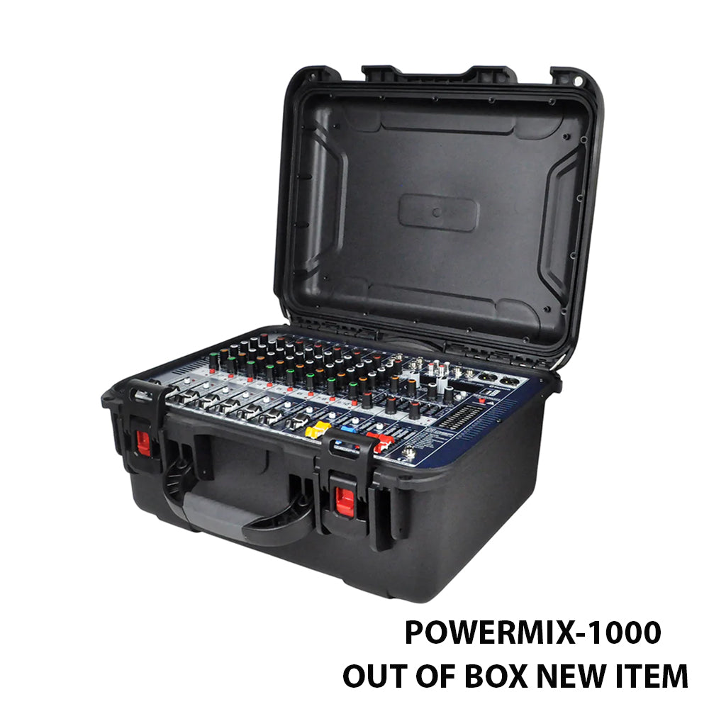 KEVLER POWERMIX-1000 10-Channel Powered Bluetooth Mixer with 6 Mic/Line, 2 Stereo Input and 1 AUX Output, 7 Band Graphic EQ, USB / MP3 Playback & Record Function and 99 DSP Effects