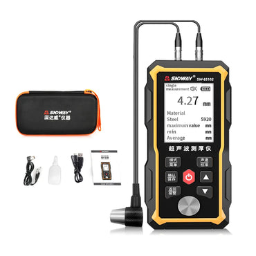 [CLEARANCE] Sndway SW-6510S Ultrasonic Steel Glass Wall Thickness Meter Gauge Tester with Self-Calibration, Continuous Measurement, AVG and Alarm Function