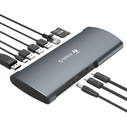 ORICO 8-in-1 Thunderbolt 3 40Gbps Type-C Docking Station with SD Card Reader, DP 8K Video, RJ45 1000Mbps, USB-C/A Hub 10Gbps - Supports Windows & macOS PCs, Desktop Computers, Laptops