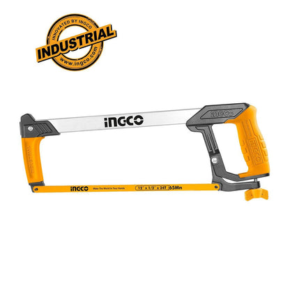 [CLEARANCE] INGCO 12" Industrial Hacksaw Frame Heavy Duty Steel Frame with QR Quick Release Blade Changing Mechanism, Adjustable Frame, and 65Mn Saw Blade | HHF3008