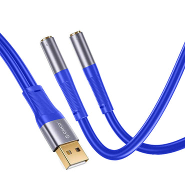 [CLEARANCE] ORICO USB A Male to Dual Female 3.5mm AUX Audio Adapter Cable 0.2 Meters for Headphone Earphone Headset Computer PC Laptop | AXA2