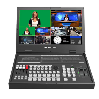AVMatrix PVS0615U 6-Channel SDI / HDMI 4K 60 UHD Multi Format Streaming Switcher with 15.6" FHD LCD Display, T-Bar/Auto/Cut Transitions and MIX/FADE/WIPE Effects for Video Livestreaming