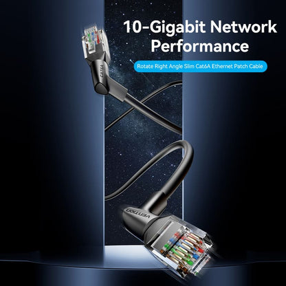 [CLEARANCE] Vention Cat6A UTP 10Gbps High-Speed Ethernet Patch Cable with 500MHz Bandwidth and Right Angle Rotating RJ45 Connectors for Computers and Network Devices PC Laptop Wi-Fi Access Point Router and more