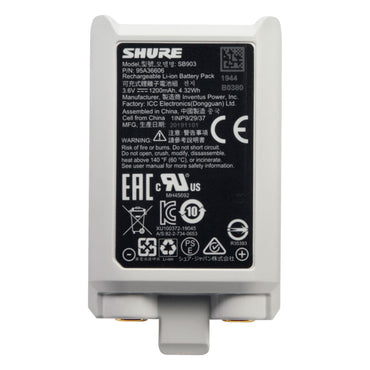 Shure SB903 1200mAh Rechargeable Battery + SBC10‑903 Single‑Bay / SBC203 Dual‑Bay Charger Station