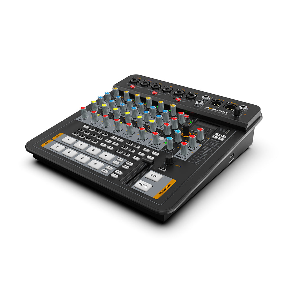 AVMATRIX SHARK S4M 4-Channel HDMI SDI All-in-One Video Switcher & Integrated Audio Mixer with PGM OUT, 4x HDMI IN, MULTIVIEW, 4x Microphone & 2 Stereo Inputs, USB 3.0 Recording for Live Streaming, Worship Events, Live Sports & Concerts