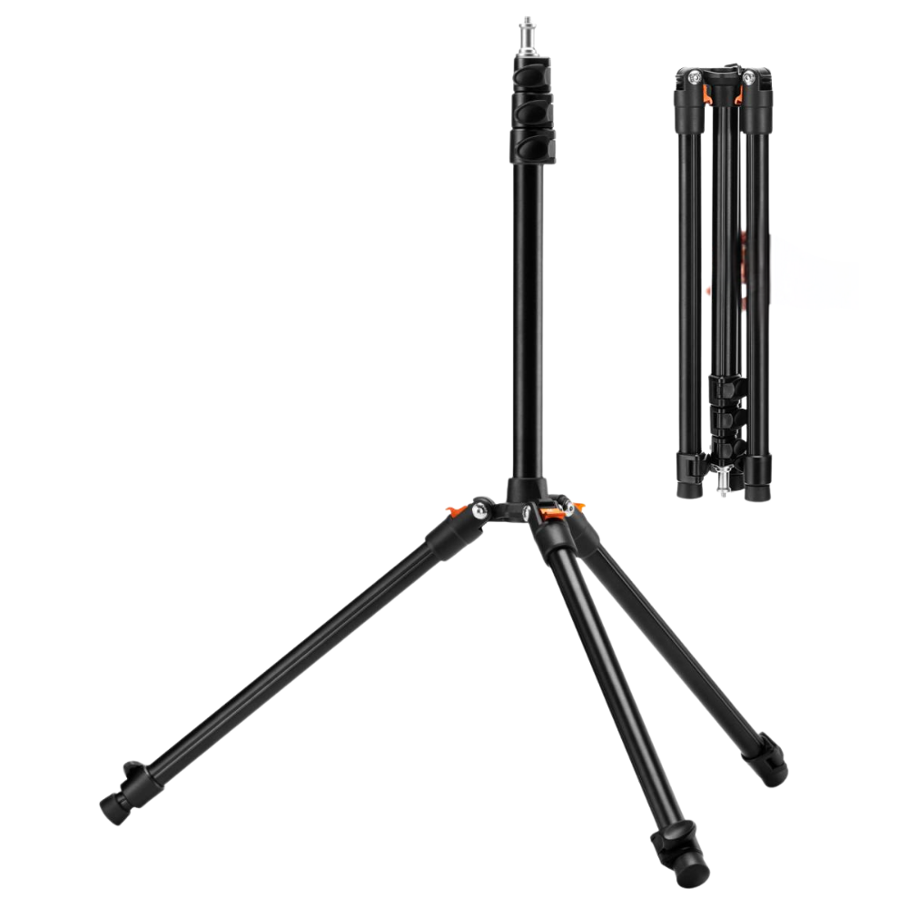 K&F Concept Foldable Aluminum Light Stand with 5kg Load Capacity, 2 Meters Max Adjustable Height, Reversible Non-Slip Legs, 1/4" Universal Screw for Cameras, Photography Studio and Lighting Equipments | 1-Pack / 2-Pack Options