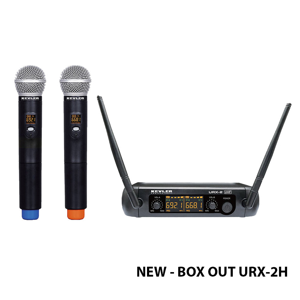 KEVLER URX-2 Series Dual UHF Beltpack Lapel / Handheld Wireless Microphone with Antenna Receiver, Digital LCD Display and Low Battery Indicator, Selectable Frequencies and Max 30M Signal Range | URX-2B, URX-2H