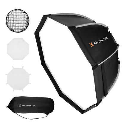 K&F Concept 55cm 65cm 90cm QR Bowens Mount Octagol Umbrella Softbox with 8 Durable Elastic Ribs and High Quality Fabric for Camera Lighting Photo and Video Studio Equipment