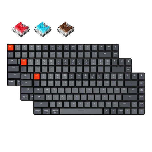 Keychron K3 (V2) Ultra-Slim Low Profile Wired / Wireless Bluetooth TKL Tenkeyless Mechanical Keyboard 84 Keys with RGB Backlight, Optical Hot Swappable Switches for PC Computer (Red Linear, Blue Clicky, Brown Tactile) | K3E1 K3E2 K3E3