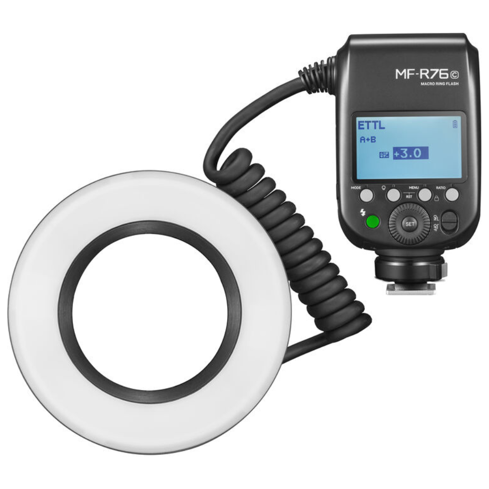 Godox MF-R76 TTL Macro Ring Flash for Canon E-TTL II w/ / 8 Adapter Rings for Close-Up Photography