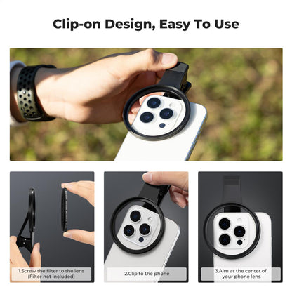 K&F Concept ND2 4 8 16 32 Neutral Density / CPL Circular Polarizer / Black Diffusion Mist Lens Filter + Smartphone Clamp Kit, 18 Anti-Reflector Layers, Compatible with 67mm Threads