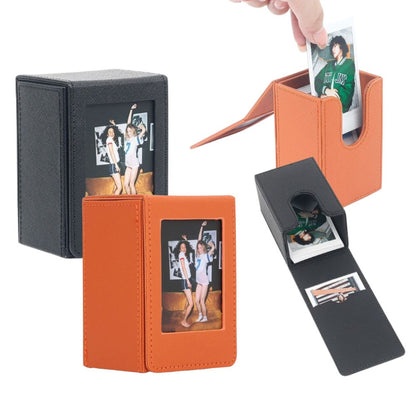 Pikxi 3 Inch Decorative Photo Box Organizer with Retro Designs and High-Capacity Craft Storage for Fujifilm Instax Mini Film, Cards, Sticker and Stamps etc. - Black & Brown
