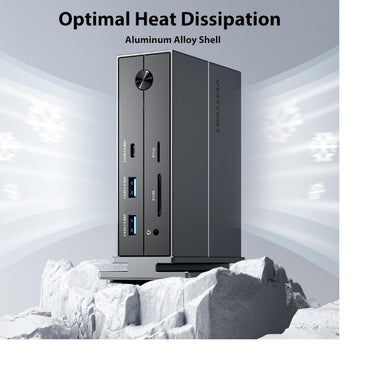 Vention TPFH0 Thunderbolt 4 14-in-1 Multifunctiol Docking Station with 40Gbps Fast Transfer Rate, 8K 30Hz UHD, Intel Certified, PD 60W, 10Gbps USB 3.2 Type-C Gen 2, USB-A 3.2 Gen 2, 5Gbps USB-A 3.0, 3.5mm AUX, 1000Mbps, SD & TF Card Slot