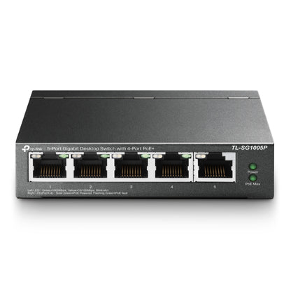 TP-Link 5 Port Gigabit Desktop PoE+ RJ45 High-Power Network Switch Hub Plug and Play with up to 250m Data and Power Transmissian via Extend Mode | TL-SG1005P