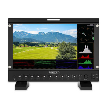 [CLEARANCE] FEELWORLD SEETEC P133 Pro 13.3" IPS HDMI 2.0 / 3G-SDI Broadcast Monitor with 4K @ 60Hz, DVI Input, 1000 NITs, Waveform LUT,  Tally Indicator, 16 Channel Audio Meter, V-Mount Battery Plate and DC Output