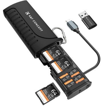 K&F Concept USB 3.1 UHS-II High-Speed Card Reader Storage Case, 312MB/s SD/TF Transfer, IP54 Design