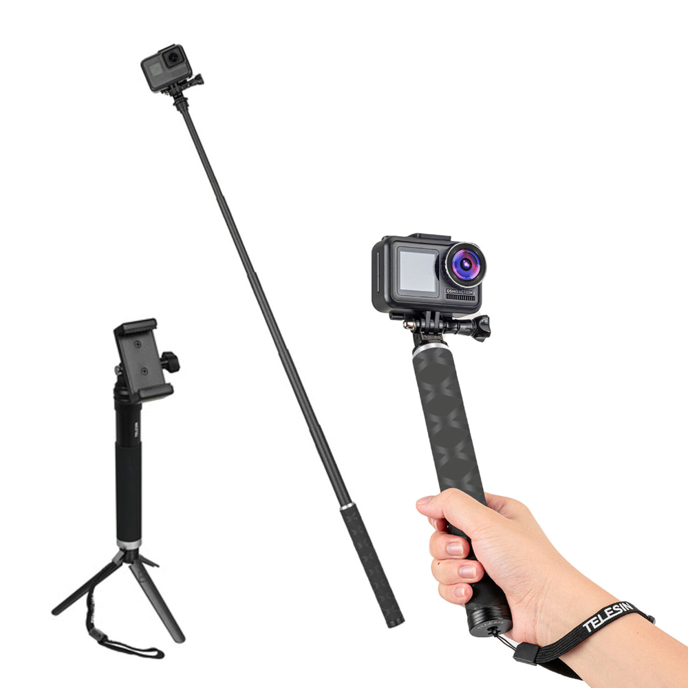 TELESIN Extended 90cm Aluminum Selfie Stick Tripod Monopod Base Stand for Select GOPRO DJI Insta360