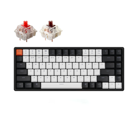 Keychron K2 84 Keys Bluetooth Wireless / Wired Compact Tenkeyles Mechanical Keyboard with Hot-Swappable Switches and RGB Backlight for Mac and Windows PC Computer (Red Linear, Brown Tactile) K2C1H K2C3H