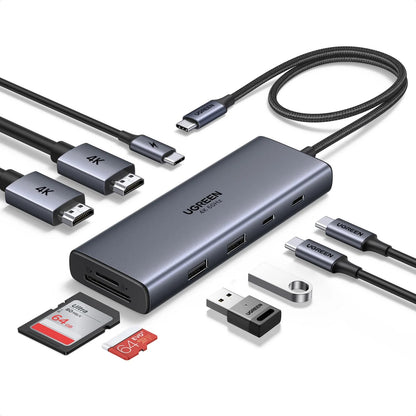 UGREEN Revodok 9-in-1 USB-C Docking Station w/ Dual 4K 60Hz HDMI, SD/TF, PD 100W, 5Gbps Hub | CM498A