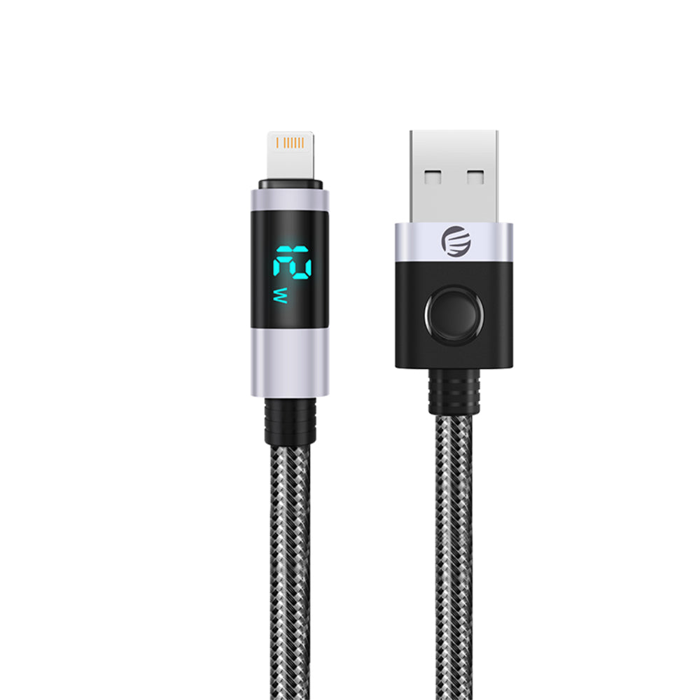 [CLEARANCE] ORICO 2 Meters LDC2L Series USB Type-C Male to Lightning Male Data and Charging Nylon Braided Cable with PD 29W, 480Mbps Transfer Rate with LED Display and E Marker Chip for Smartphone - Black