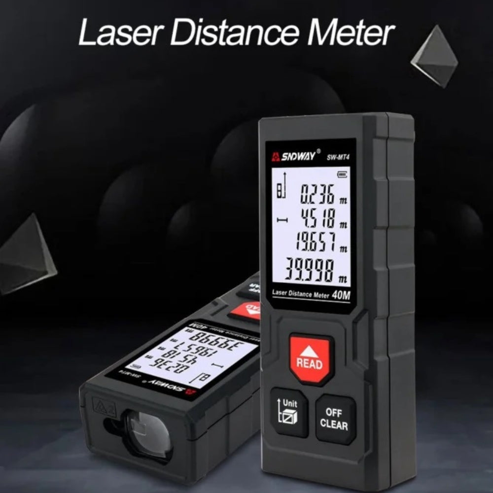 SNDWAY Digital Laser Distance Rangefinder Meter with 40 Meters Measurement Range, Laser Class II, +2mm Accuracy, LCD Backlight Display and Multiple Measurement Unit and Function Options for Industrial & Home Improvements | SW-MT4