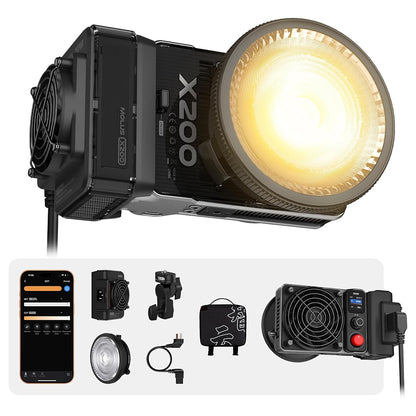 ZHIYUN Molus X200 200W Portable Bi-Color / RGB COB LED Video Light