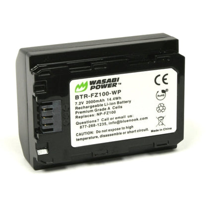 [CLEARANCE] Wasabi Power Battery NP FZ100 (2-Pack) and Dual USB Charger for Sony NP-FZ100, BC-QZ1 and Sony a9, a7R III, a7 III NPFZ100
