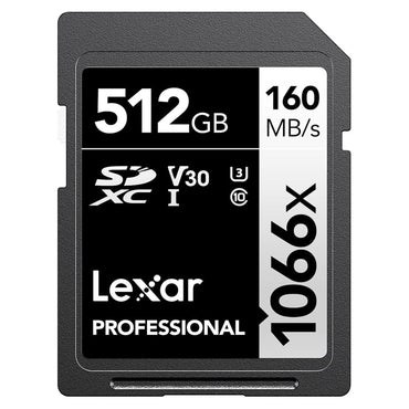 Lexar Professiol 1TB 512GB Silver Series 1066x SDXC UHS-I V30 U3 Class 10 Memory Card with 4K UHD Video Recording, Max 160MB/s Read Speed for Videography and Photography