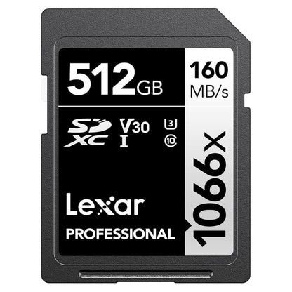 Lexar Professional 1TB 512GB Silver Series 1066x SDXC UHS-I V30 U3 Class 10 Memory Card with 4K UHD Video Recording, Max 160MB/s Read Speed for Videography and Photography